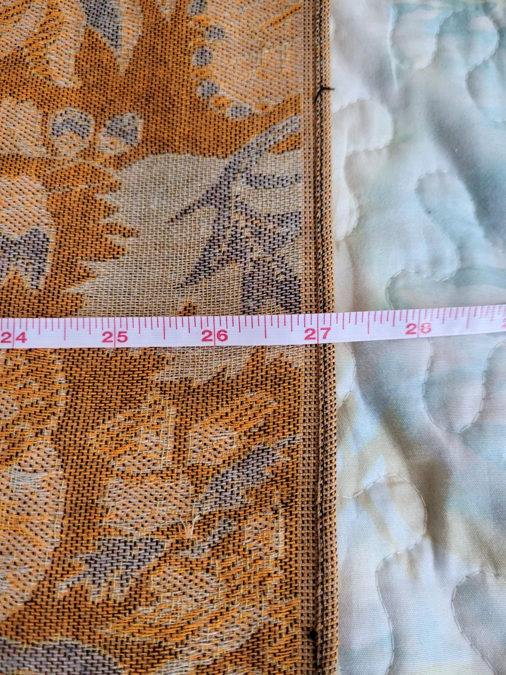 Reversible Ochre Floral Woven Shawl Scarf Fringe Wrap